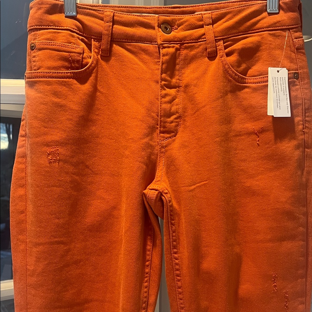 Anthropologie Pilcro High-Rise Bootcut Crop Pants Jeans New Orange Women's Sz 28 - Picture 3 of 4